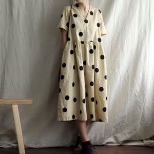 Polka dot dress | Beige | OS